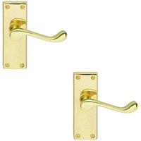 Loops 2x PAIR Victorian Scroll Handle on Latch Backplate 120 x 41mm Polished Brass in Metallics