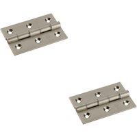 Loops 2x PAIR 76 x 50 x 2.5mm Brass Washered Butt Hinge Satin Nickel Internal Door in Metallics