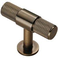 Loops Knurled Cupboard T Shape Pull Handle 50 x 13mm Antique Brass Cabinet Handle in Metallics