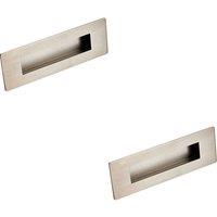 Loops 2x Recessed Sliding Door Flush Pull Handle 180 x 60mm Satin Stainless Steel in Metallics