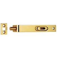 Loops Sunk Slide Flush Door Bolt with Flat Keep Plate 102 x 17mm Polished Brass in Metallics