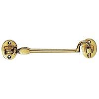 Loops Heavy Duty Cabin Hook & Eye Polished Brass 305mm Arm Cabinet Hatch Lock in Metallics