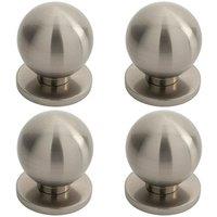 Loops 4x Small Solid Ball Cupboard Door Knob 25mm Dia Satin Nickel Cabinet Handle in Metallics