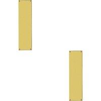 Loops 2x Flat 1.5mm Door Finger Plate 304 x 77mm Polished Brass Protective Push Plate in Metallics
