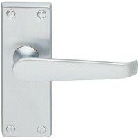 Loops Straight Victorian Lever on Rectangular Latch Backplate Handle Satin Chrome