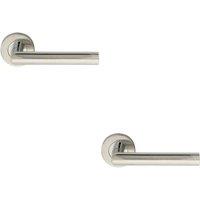 Loops 2x PAIR Straight Mitred Bar Handle on Round Rose Concealed Fix Polished Steel in Metallics