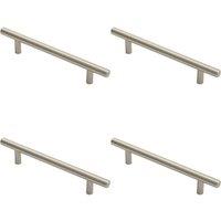 Loops 4x Round T Bar Cabinet Pull Handle 188 x 12mm 128mm Fixing Centres Satin Nickel in Metallics