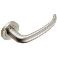Loops PAIR Slim Rounded Inward Curved Lever on Round Rose Concealed Fix Satin Steel in Metallics