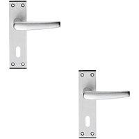 Loops 2x PAIR Straight Lever on Lock Backplate Door Handle 152 x 38mm Satin Aluminium