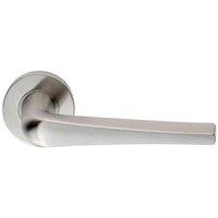 Loops PAIR Straight Flat Topped Bar Handle on Round Rose Concealed Fix Satin Steel in Metallics