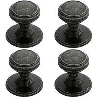 Loops 4x Ringed Tiered Cupboard Door Knob 25mm Diameter Pewter Cabinet Handle