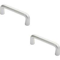 Loops 2x Rounded D Shaped Bar Handle 150 x 19mm Diameter Satin Anodised Aluminium