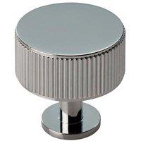 Loops Lined Radio Cupboard Door Knob - 35mm Diameter - Polished Chrome Cabinet Handle