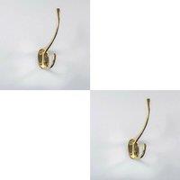 Loops 2x Victorian Hat & Coat Hook on Oval Backplate 64mm Projection Polished Brass in Metallics