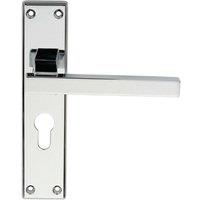 Loops PAIR Straight Square Lever on Euro Lock Backplate 180 x 40mm Polished Chrome