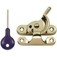 Loops Locking Fitch Pattern Sash Window Fastener 49mm Fixing Centres Polished Brass in Metallics