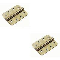 Loops 2x PAIR 102 x 76 x 3mm Ball Bearing Hinge Rounded Stainless Brass Interior Door in Metallics