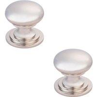 Loops 2x Victorian Round Cupboard Door Knob 38mm Dia Polished Nickel Cabinet Handle in Metallics
