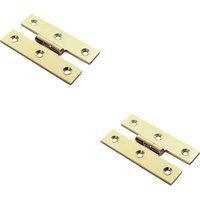 Loops 2x PAIR 63 x 38 x 2mm H Pattern Cabinet Hinge Polished Brass Cupboard Door in Metallics