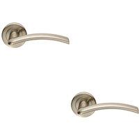 Loops 2x PAIR Flat Arched Style Handle on Round Rose Concealed Fix Satin Nickel in Metallics