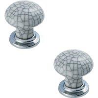 Loops 2x Porcelain Mushroom Cupboard Door Knob Glaze Design Polished & Matt Chrome