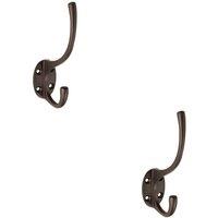Loops 2x Victorian Hat & Coat Hook on Oval Backplate 64mm Projection Matt Bronze