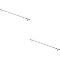 Loops 2x Round T Bar Cabinet Pull Handle 508 x 12mm 448mm Fixing Centres Chrome