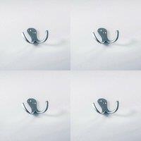 Loops 4x Victorian One Piece Double Bathroom Robe Hook 26mm Projection Satin Chrome