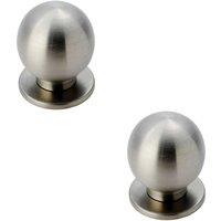 Loops 2x Small Solid Ball Cupboard Door Knob 25mm Dia Stainless Steel Cabinet Handle in Metallics