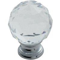 Loops Faceted Crystal Cupboard Door Knob 40mm Dia Polished Chrome Cabinet Handle
