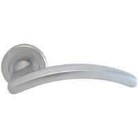 Loops PAIR Oval Shape Arched Bar Handle on Round Rose Concealed Fix Satin Chrome