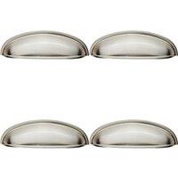 Loops 4x Shaker Cup Pull Handle 124 x 35mm 96mm Fixing Centres Satin Nickel in Metallics