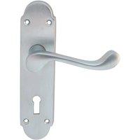 Loops PAIR Victorian Upturned Handle on Lock Backplate 170 x 42mm Satin Chrome
