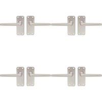 Loops 4x PAIR Straight Tapered Handle on Latch Backplate 102 x 41mm Satin Aluminium