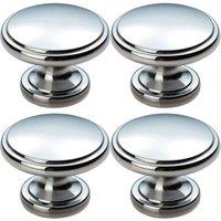 Loops 4x Ring Domed Cupboard Door Knob 38.5mm Diameter Polished Chrome Cabinet Handle