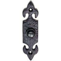 Loops Decorative Door Bell Cover Black Antique 120 x 30mm Traditional Hammered