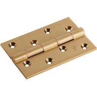 Loops PAIR 102 x 67 x 4mm Brass Washered Butt Hinge Satin Brass Internal Door in Metallics