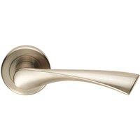 Loops PAIR Angular Twisted Handle on Round Rose Concealed Fix Satin Nickel in Metallics