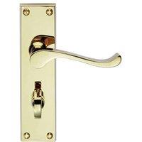 Loops PAIR Victorian Scroll Handle on Bathroom Backplate 155 x 41mm Polished Brass in Metallics