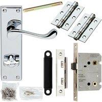 Loops Door Handle & Bathroom Lock Pack Chrome Victorian Scroll Thumb Turn Backplate