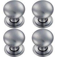 Loops 4x Round Victorian Cupboard Door Knob 32mm Dia Satin Chrome Cabinet Handle