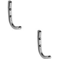 Loops 2x Slimline One Piece Coat Hook 55mm Projection Satin Stainless Steel in Metallics
