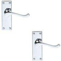 Loops 2x PAIR Victorian Scroll Handle on Latch Backplate 120 x 41mm Polished Chrome