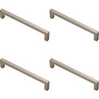 Loops 4x Square Block Pull Handle 170 x 10mm 160mm Fixing Centres Satin Nickel in Metallics