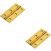 Loops 2x PAIR 64 x 35 x 2mm Cabinet Hinge Polished Brass Small Cupboard Door in Metallics