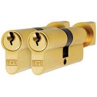 Loops 70mm EURO Cylinder & Thumbturn Lock Keyed to Differ 5 Pin Polished Brass in Metallics