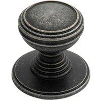 Loops Ringed Tiered Cupboard Door Knob 30mm Diameter Pewter Cabinet Handle
