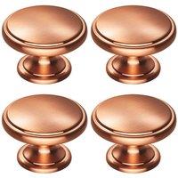 Loops 4x Ring Domed Cupboard Door Knob 38.5mm Diameter Satin Copper Cabinet Handle
