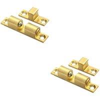 Loops 2x Double Ball Roller Cupboard Catch 70 x 12.5mm 56mm Fixing Centres Self Colour