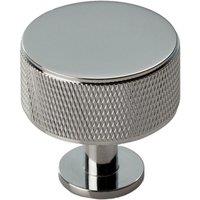 Loops Knurled Radio Cupboard Door Knob - 35mm Dia - Polished Chrome Cabinet Handle